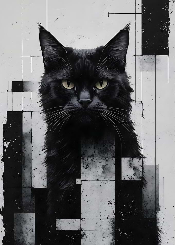 Abstract Black Cat Portrait