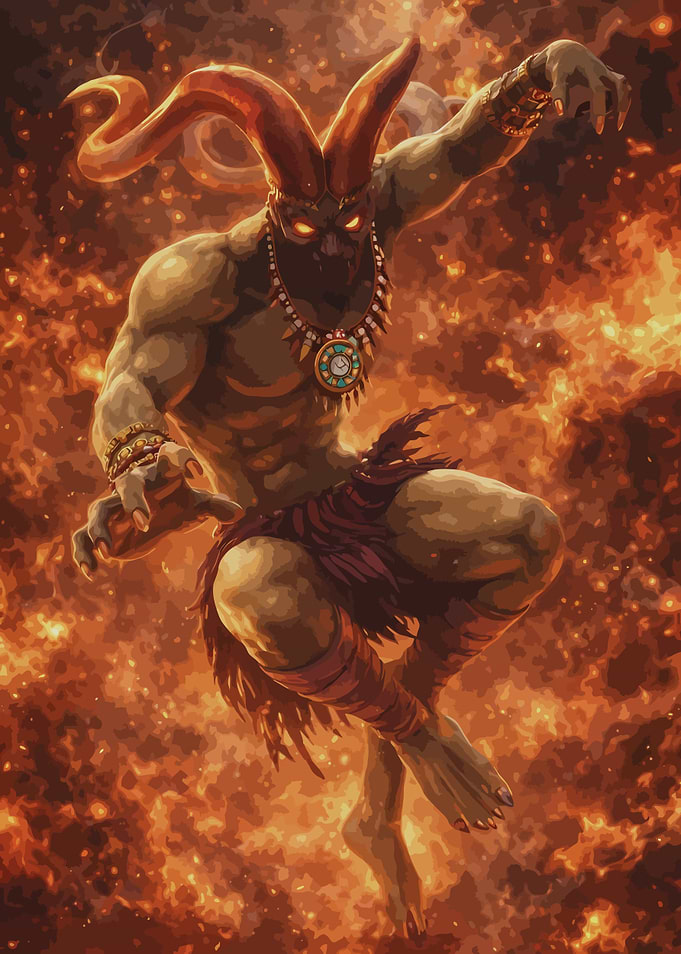 Demon Warrior in Fiery Abyss