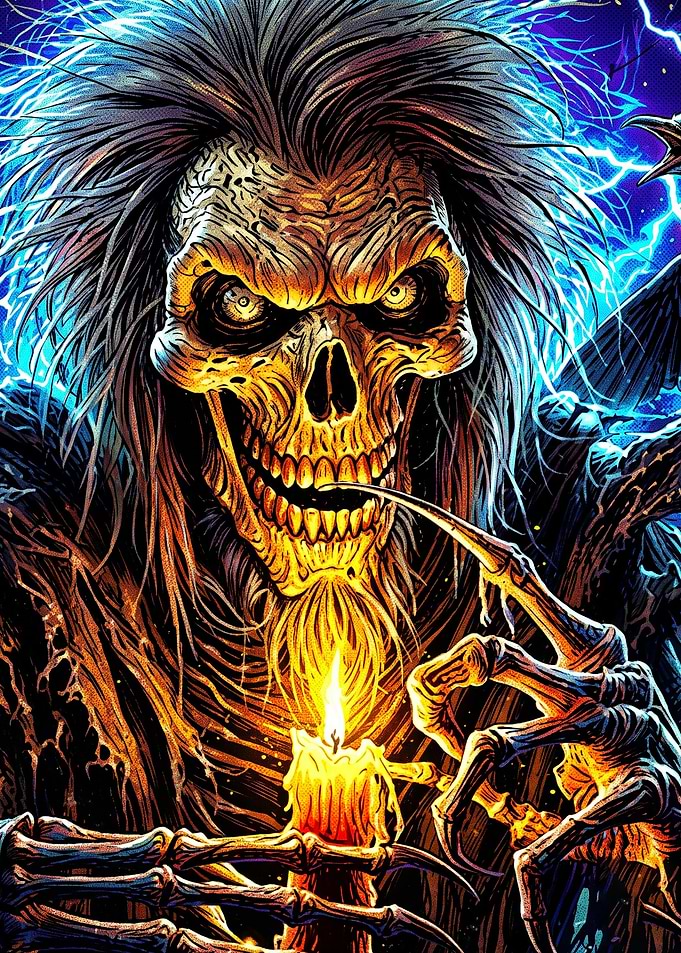 Sinister Skeleton Holding a Candle
