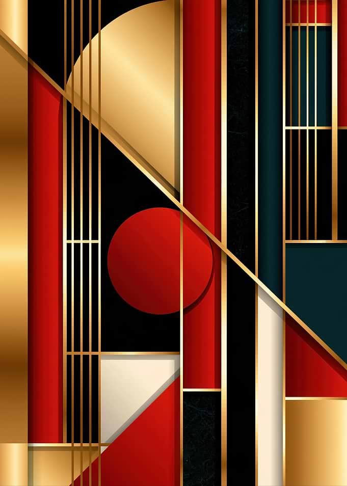 Geometric Abstract Art with Gold Accents
