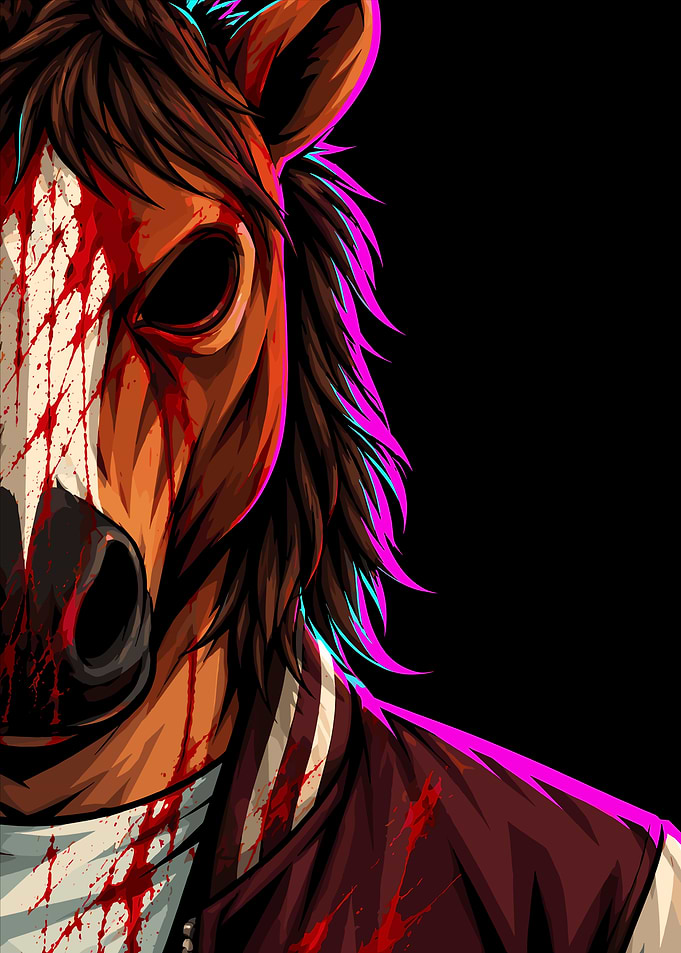 Hotline Miami Richard Horse Mask Portrait