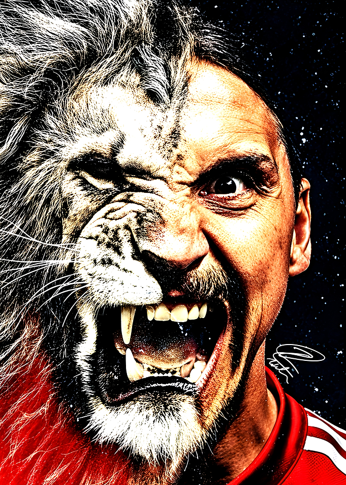 Zlatan Ibrahimovic Lion Face Composite