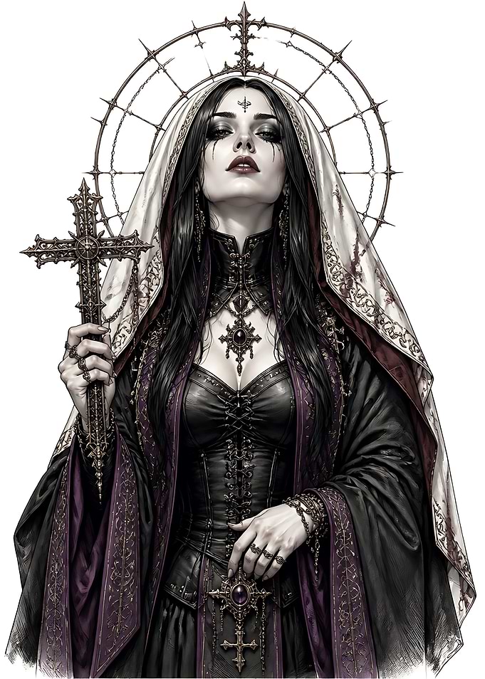 Gothic Nun with Ornate Cross