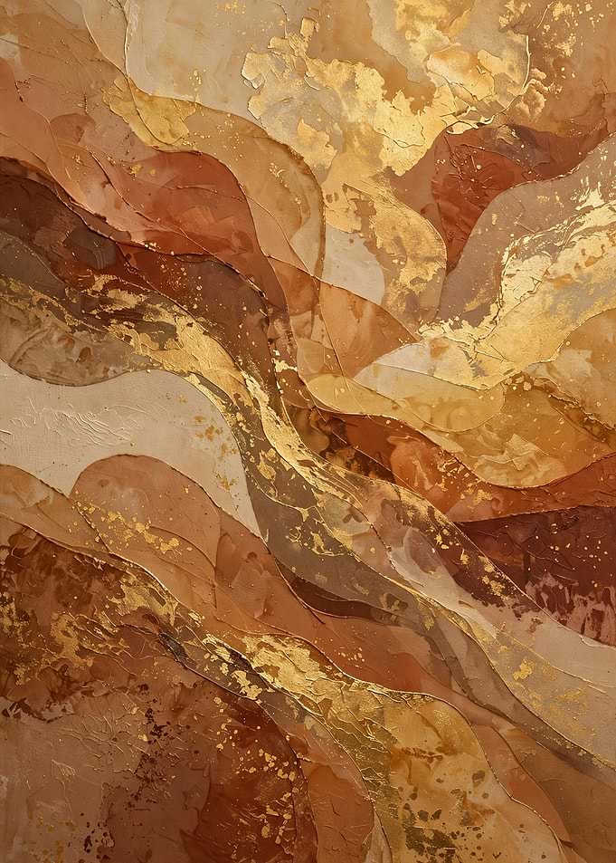 Abstract Earth Tones Gold Leaf Painting