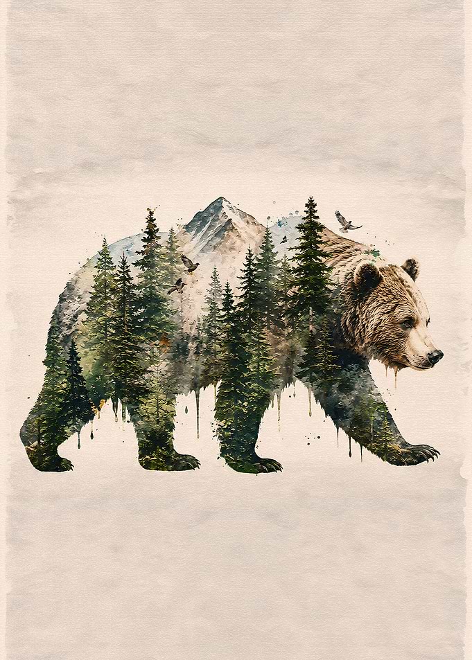 Double Exposure Bear Mountain Forest Art