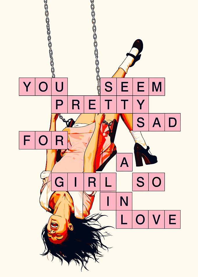 Sad Girl on Swing Pop Art