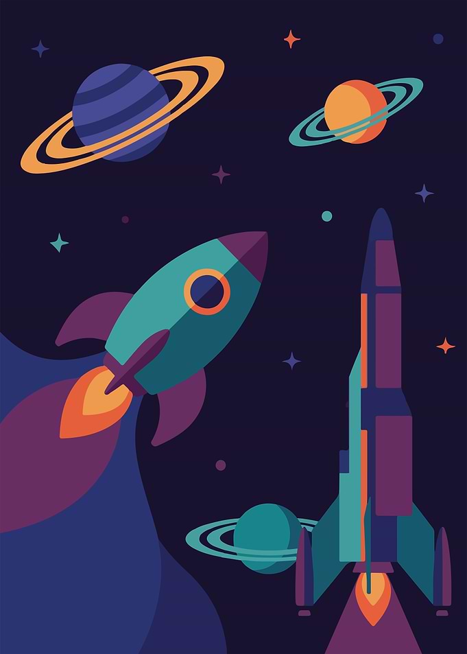 Retro Space Exploration Illustration