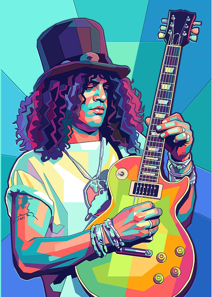 Slash Pop Art Guitar Portrait