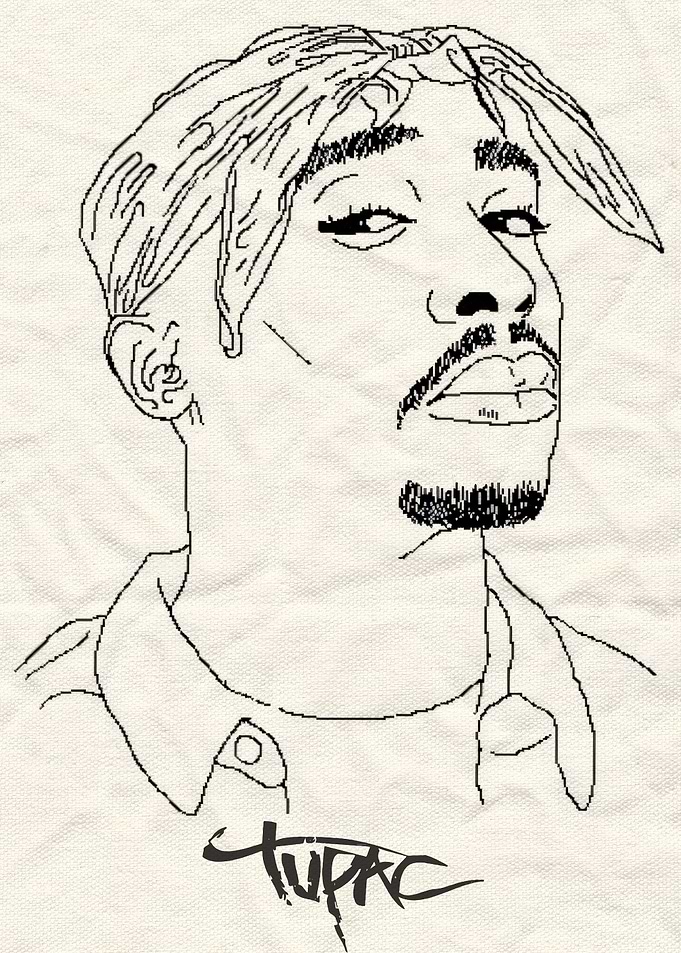 Tupac Shakur Line Art Portrait