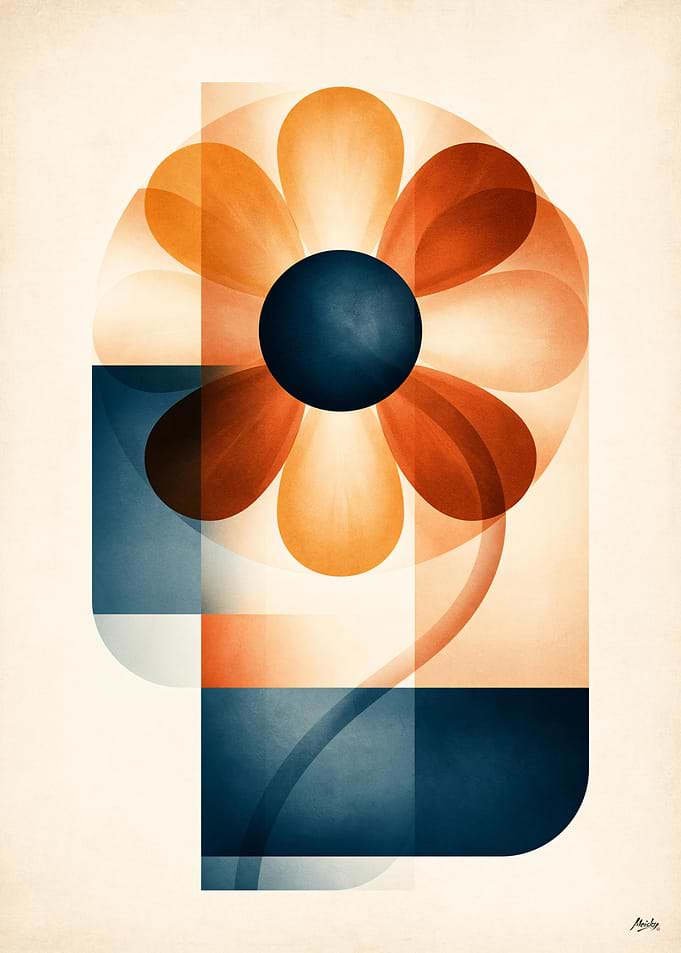 Himawari Sunflower in Geometric Glow