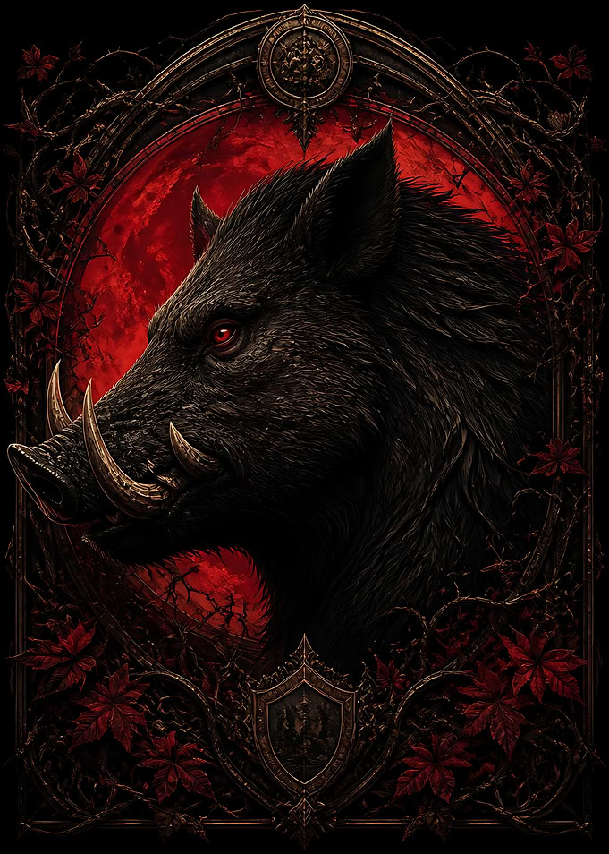 Dark Fantasy Wild Boar Portrait