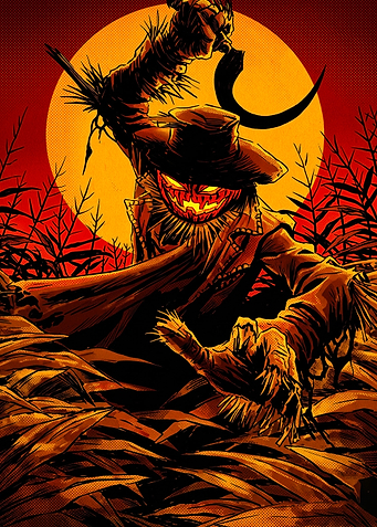 Scarecrow Pumpkin Head Horror Illustration