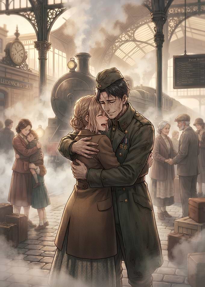 Emotional Farewell at the Train Station
