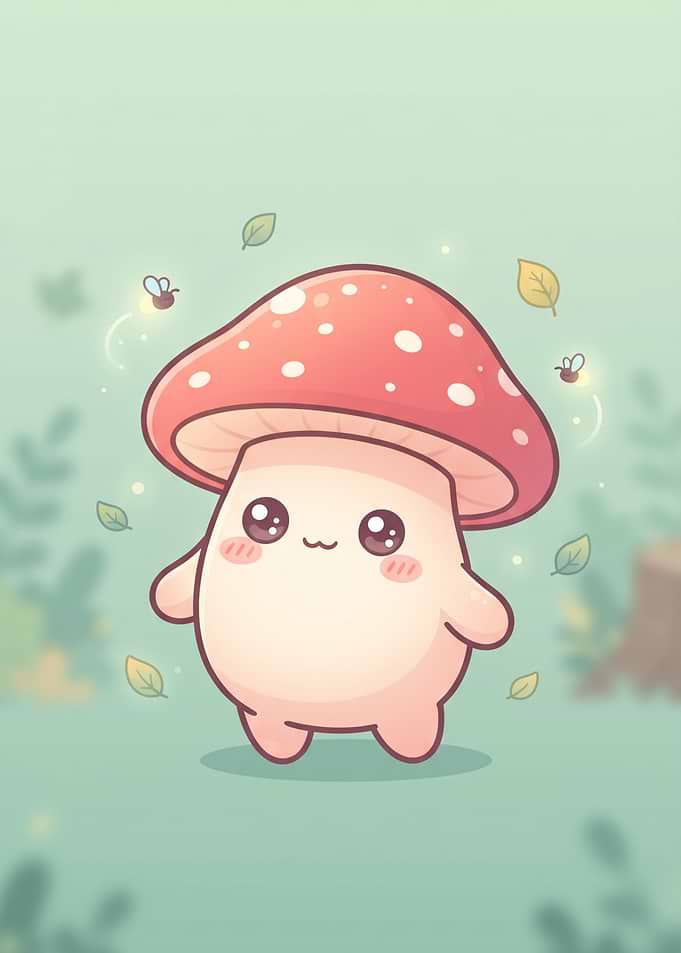 Cute Kawaii Mushroom Character
