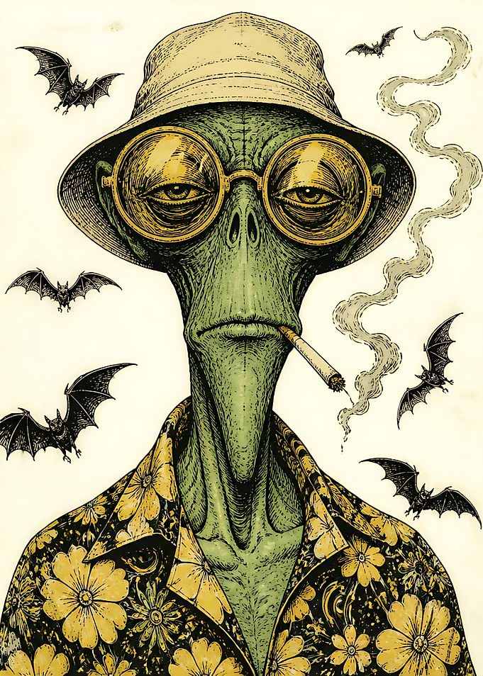 Alien Hunter in Floral Shirt