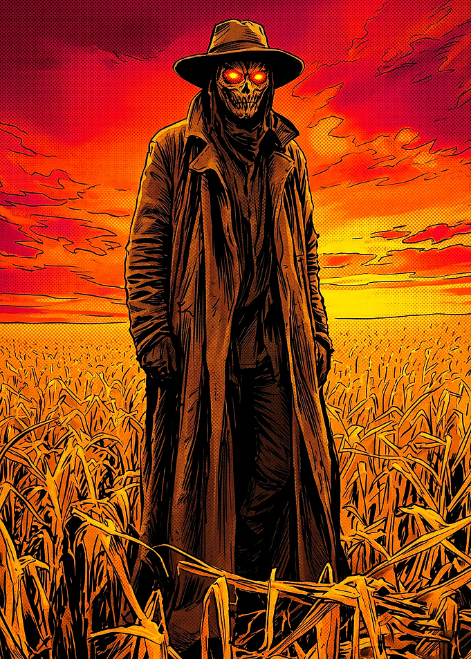 Scarecrow in a Burning Cornfield