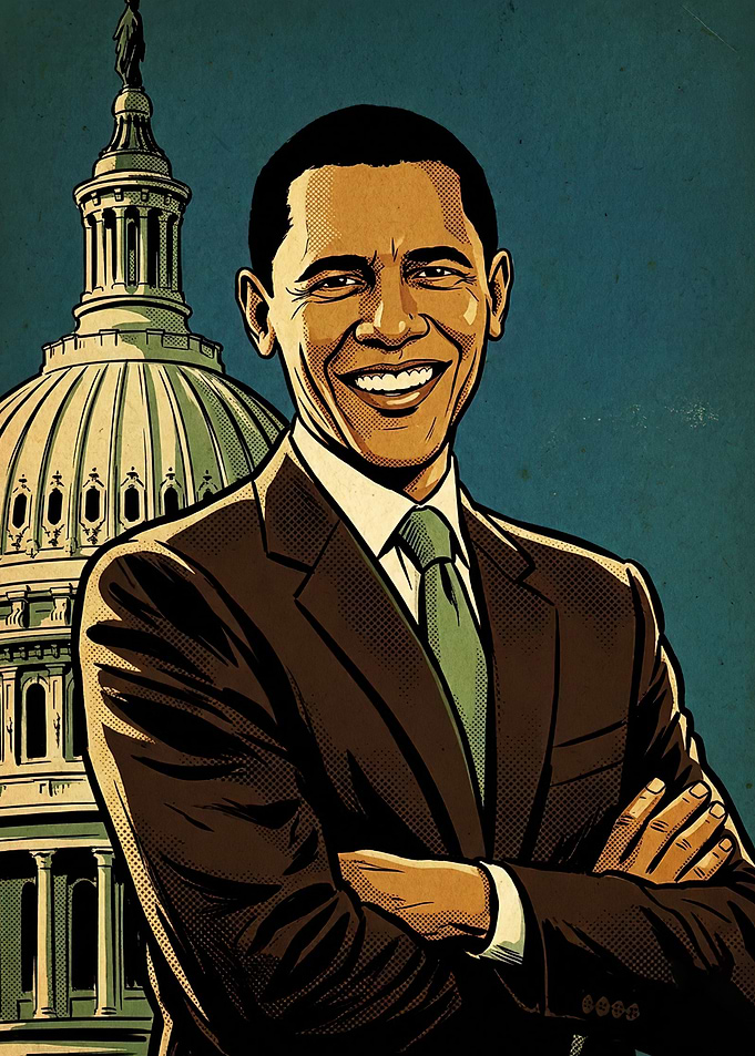 Barack Obama with US Capitol Building