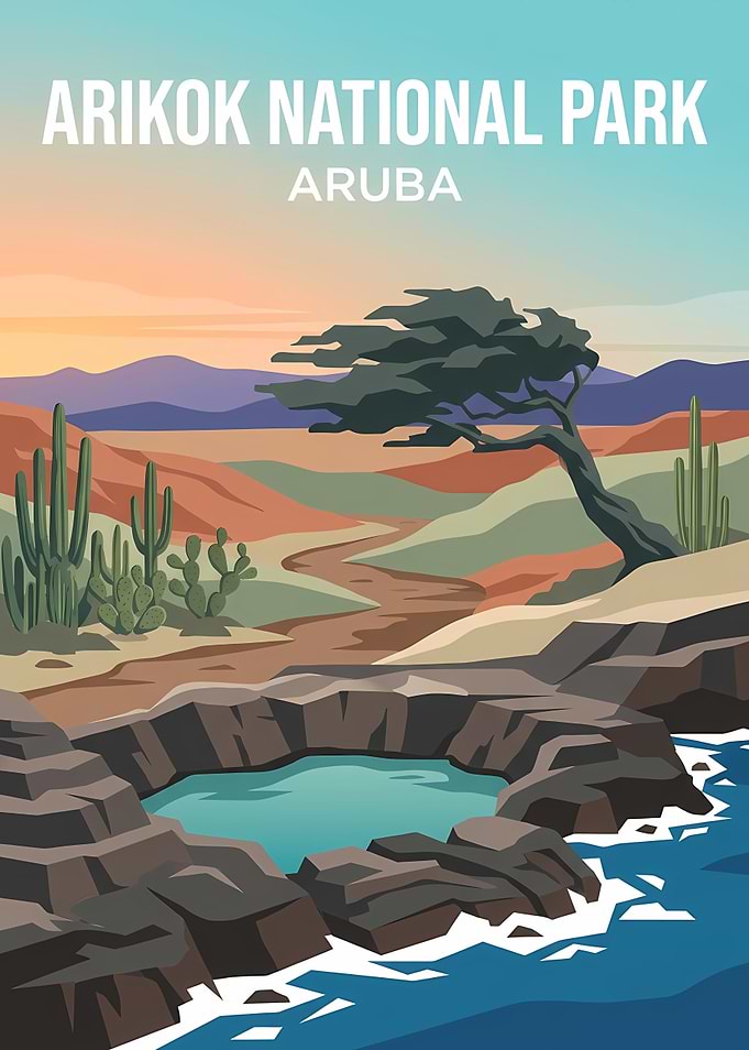 Arikok National Park Aruba Travel Poster