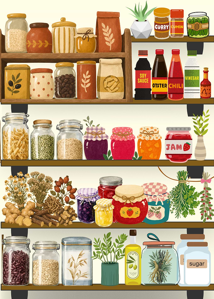Cozy Kitchen Pantry Shelf