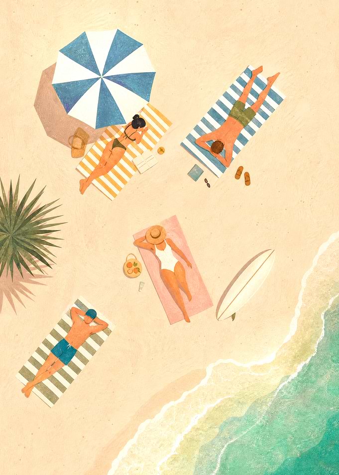 Aerial View of People on Beach