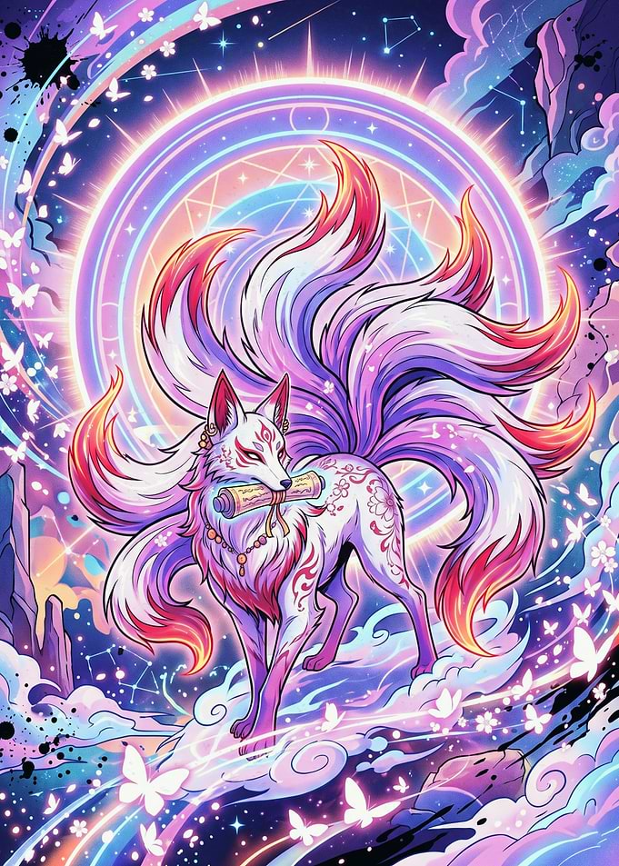 Nine-Tailed Kitsune Spirit Fox