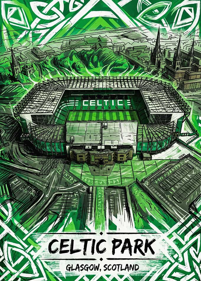 Celtic Park Stadium Glasgow Illustration