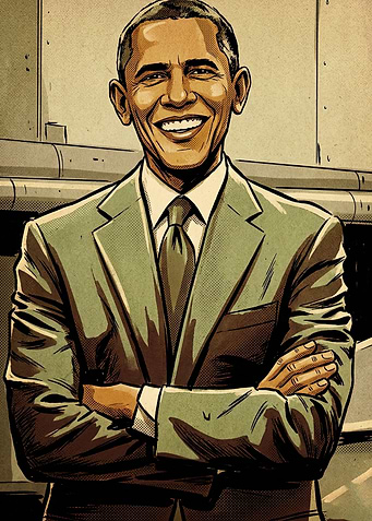 Barack Obama Comic Style Portrait