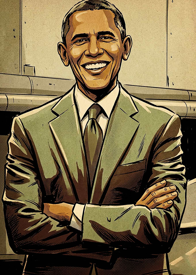 Barack Obama Comic Style Portrait