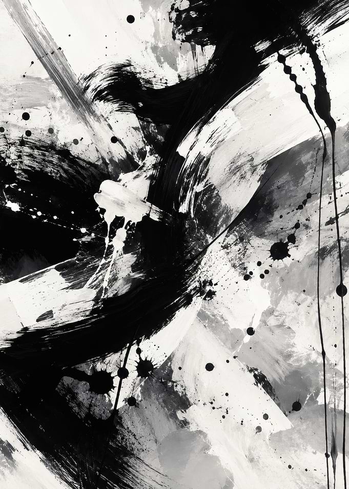 Black and White Abstract Ink Wash