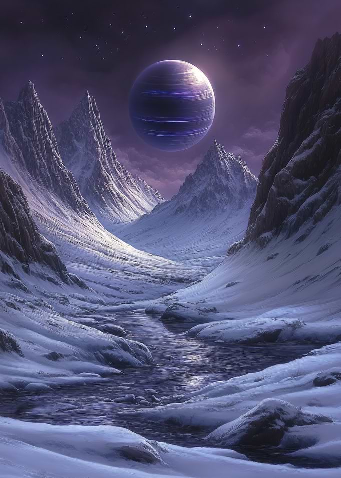 Ethereal Alien Planet Snowy Landscape