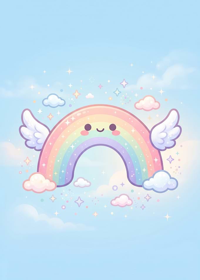Cute Kawaii Rainbow with Wings