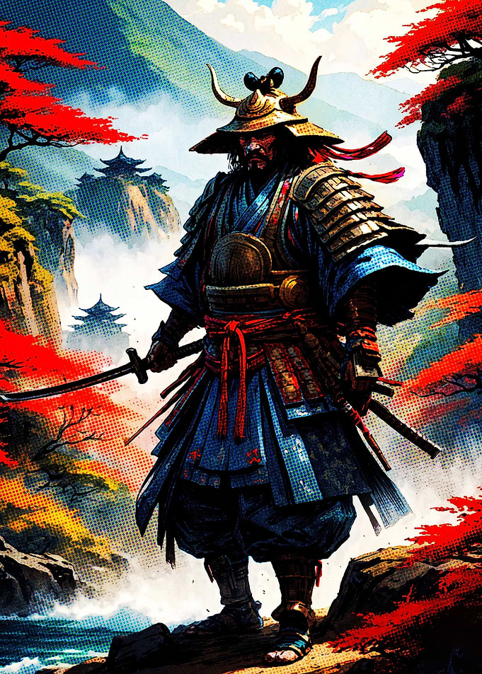 Samurai Warrior in Mountain Landscape