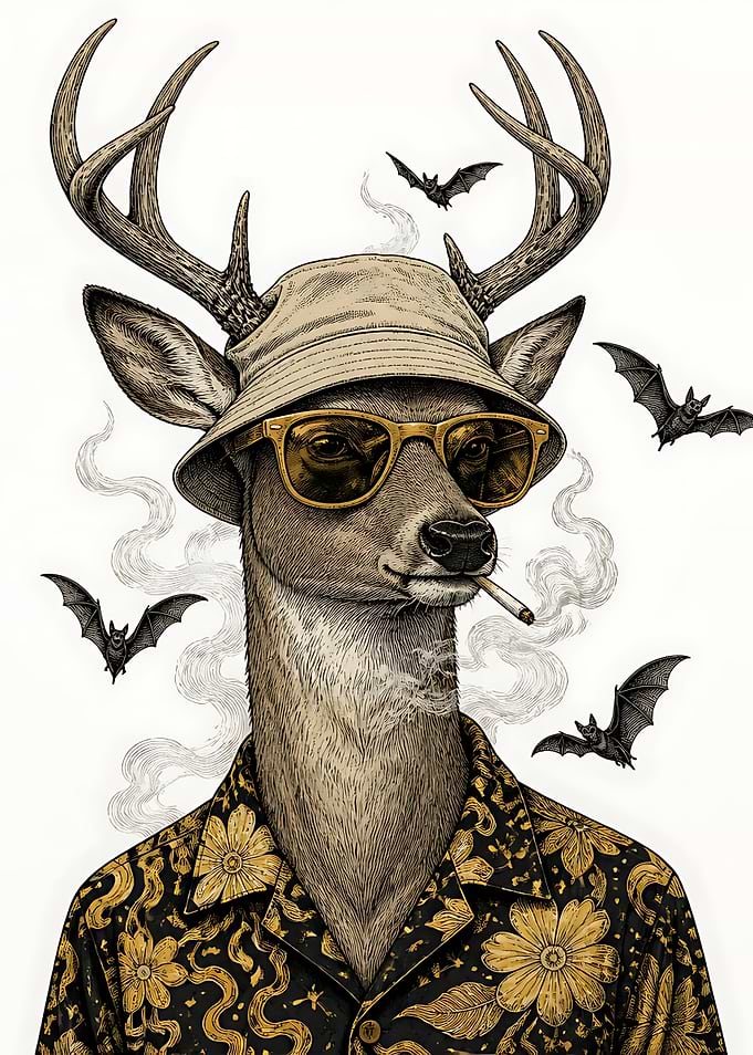 Cool Deer in Floral Shirt