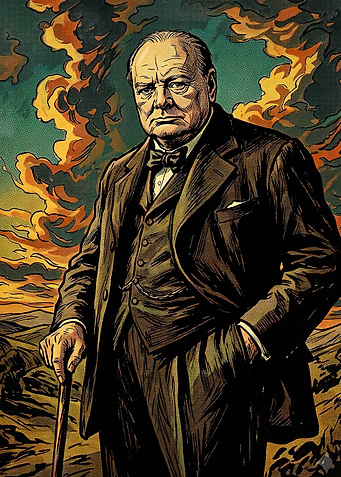 Winston Churchill Comic Style Portrait