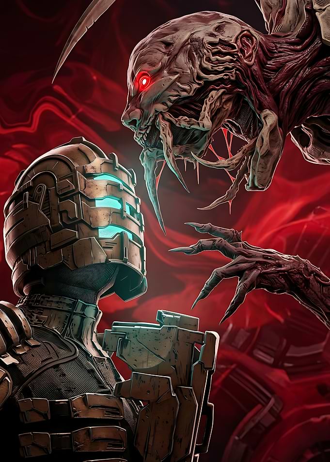 Isaac Clarke Facing a Necromorph
