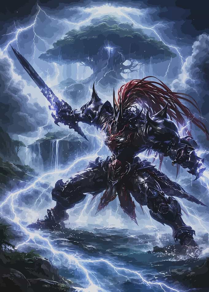 Armored Warrior Summoning Lightning
