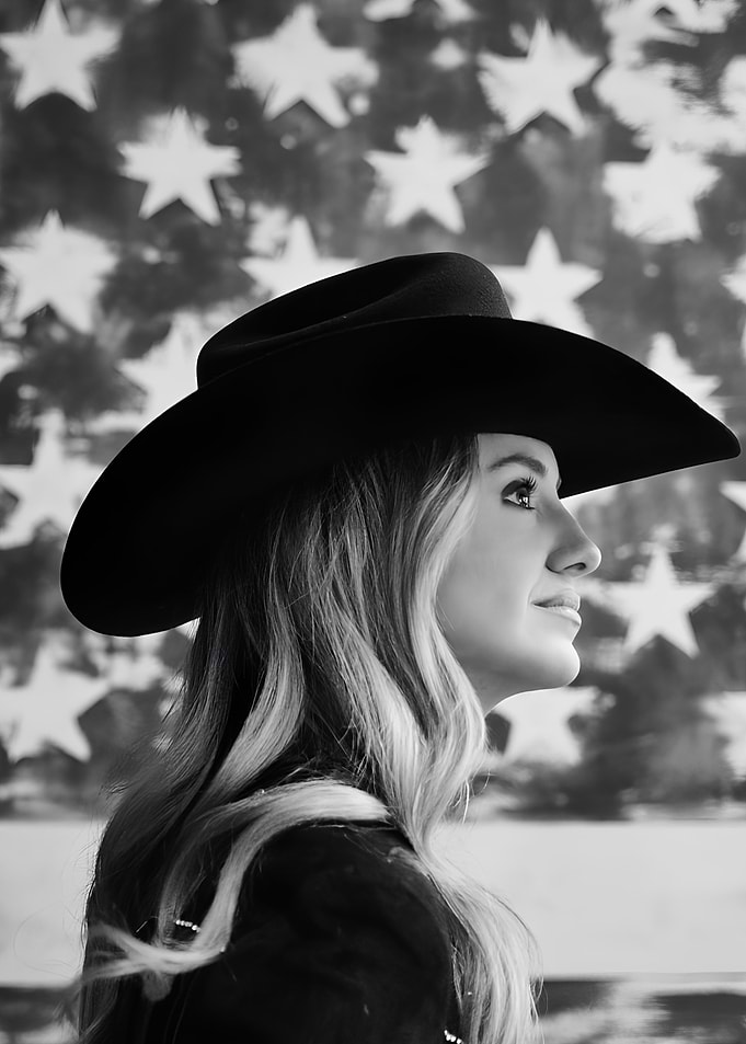 Woman in Cowboy Hat with Stars