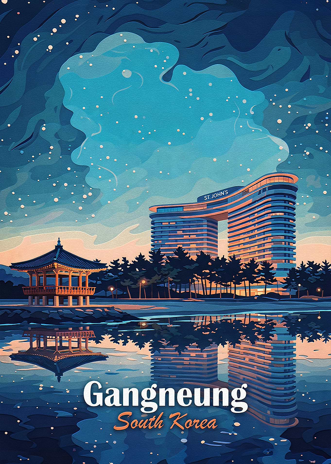 Gangneung South Korea Travel Poster