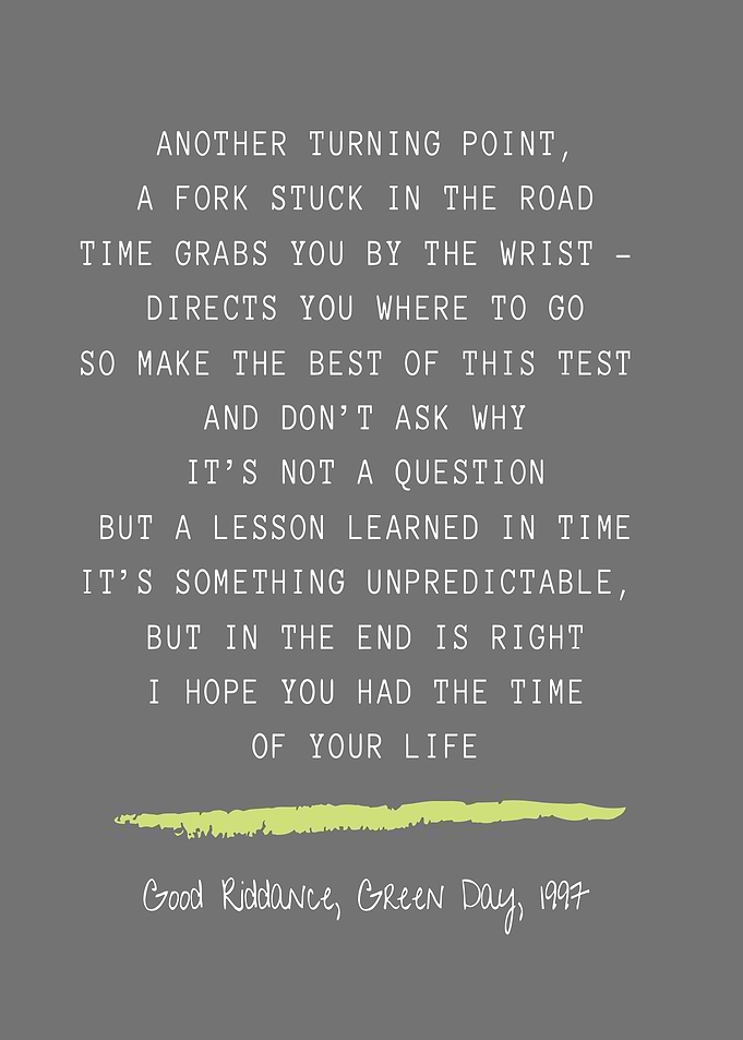 Green Day Good Riddance Lyrics Poster