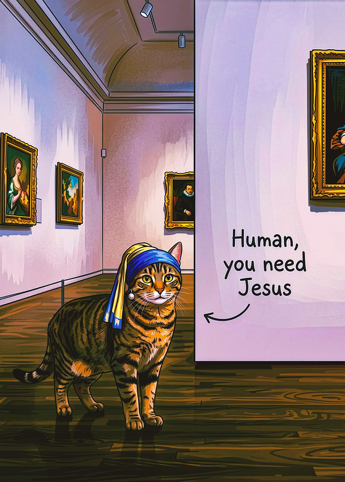 Cat as Girl with a Pearl Earring