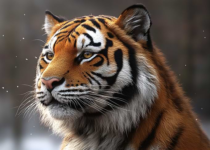 Majestic Tiger Portrait in Snow