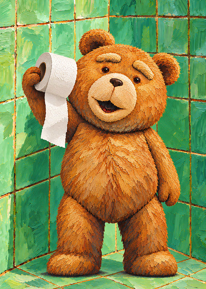 Ted Bear Holding Toilet Paper