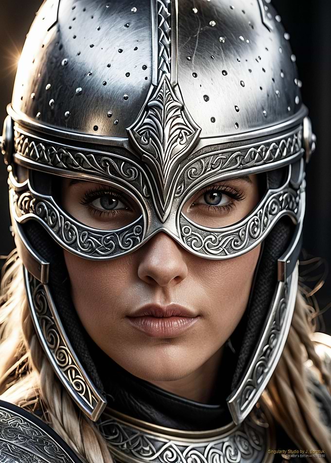 Valkyrie Warrior in Ornate Silver Armor