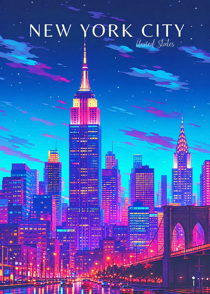 Vibrant New York City Skyline Poster