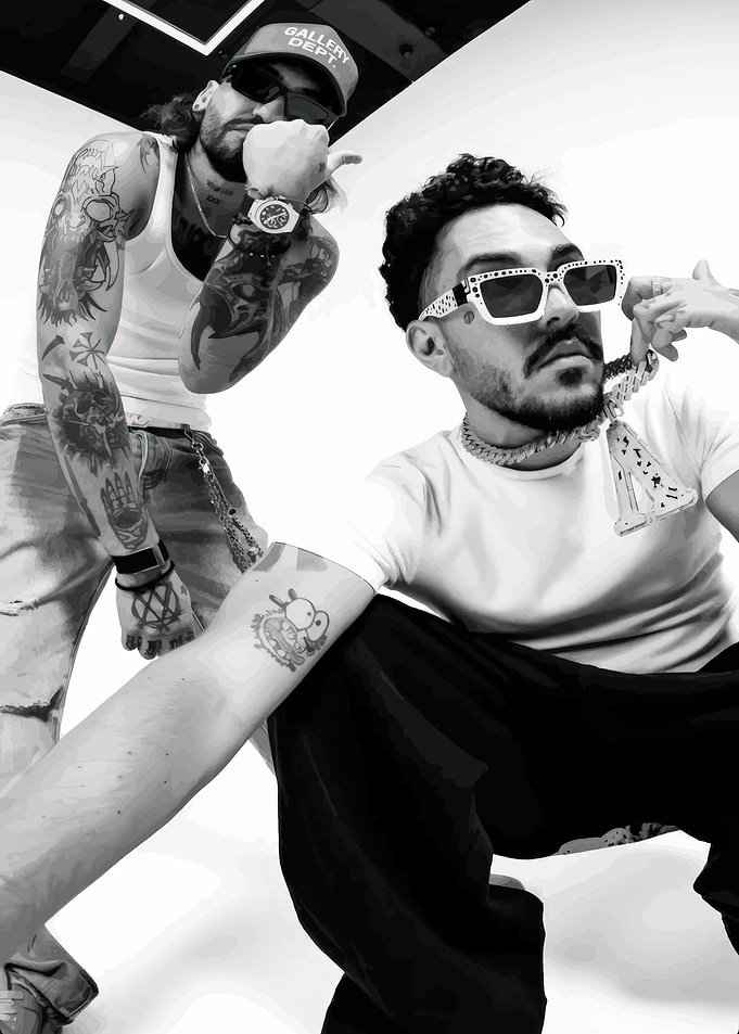Two Stylish Men in Black and White