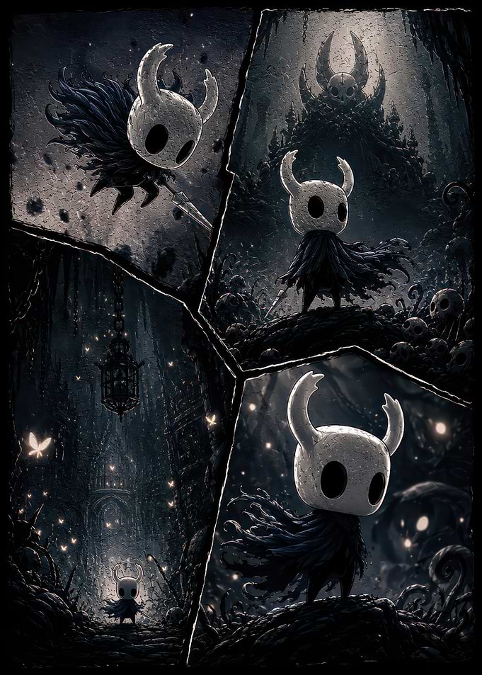 Hollow Knight Comic Panel Collage