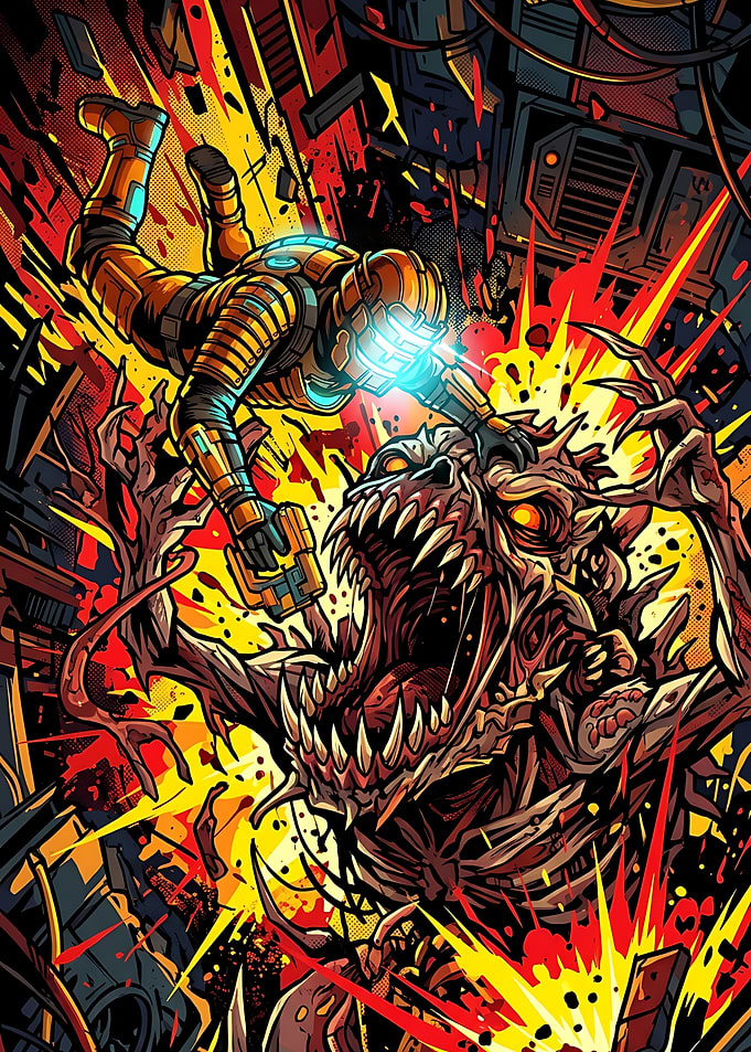Isaac Clarke Fighting Necromorph