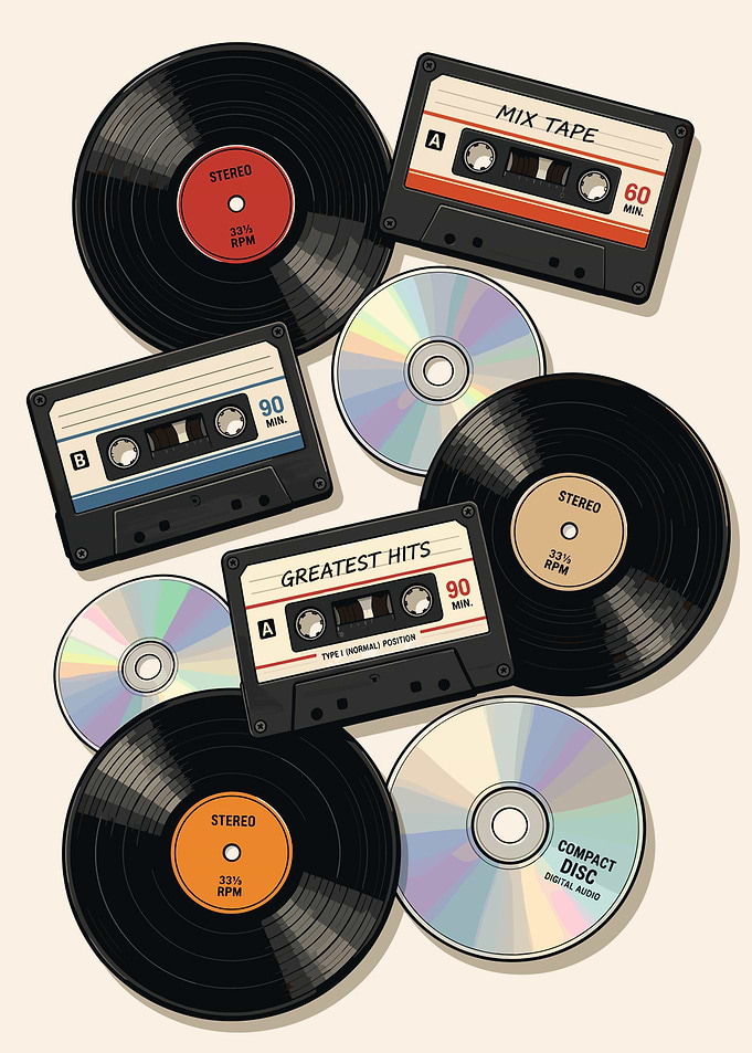 Vintage Music Media Collection Illustration