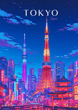 Tokyo Nightscape with Iconic Towers
