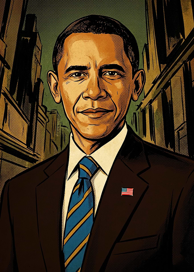 Barack Obama Comic Style Portrait